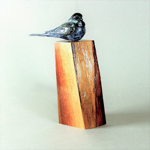 FL127 Chickadee on Mahogany $375  at Hunter Wolff Gallery